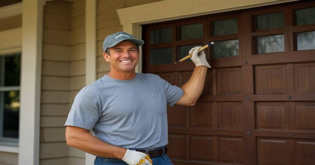 Faux wood garage door paint