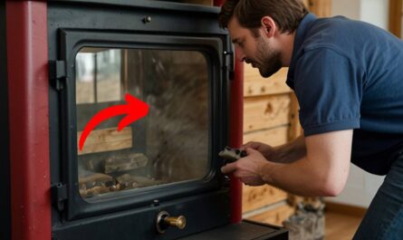 how to clean wood stove glass door