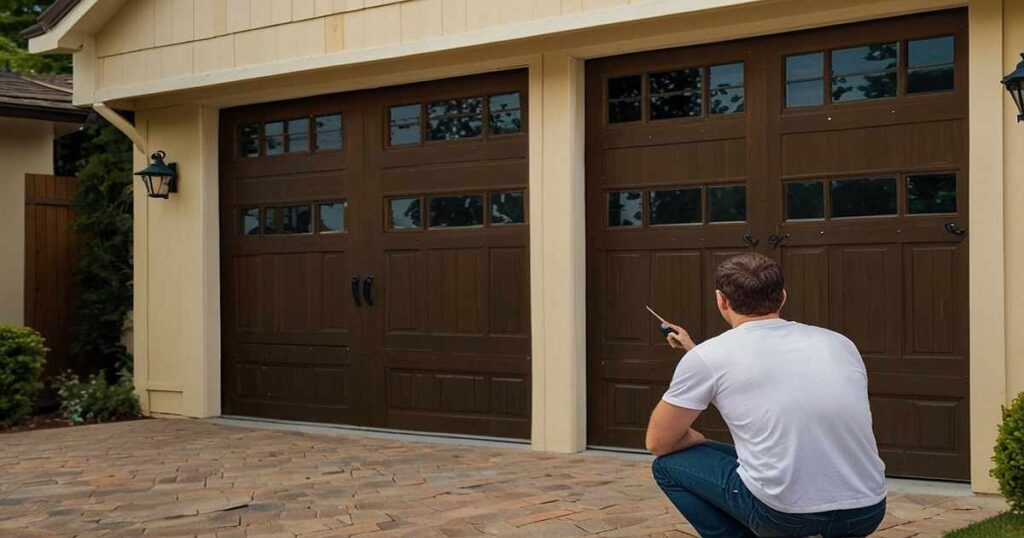 paint a faux wood garage door