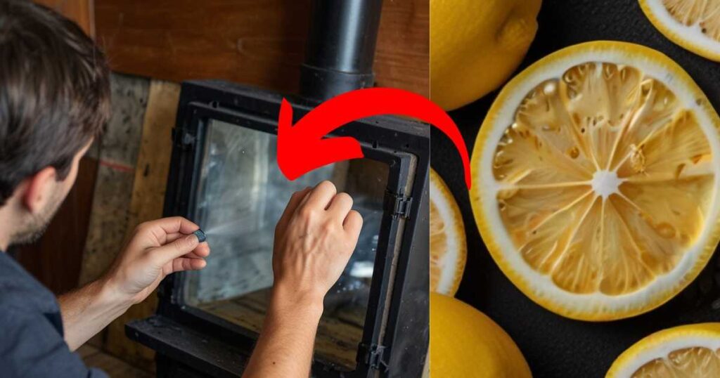 stove door glass cleaning through lemon